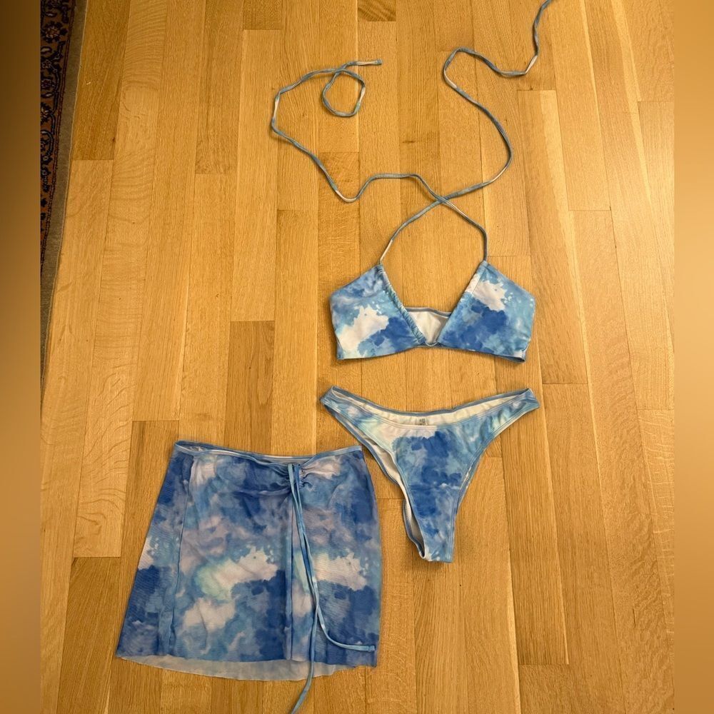 Blue and White Tie-Dye Swimsuit